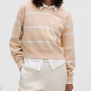 Lululemon size 8 perfectly cropped crew in tan stripe